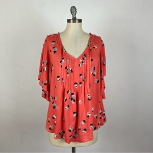 Anthropologie Maeve Floral Pleated Blouse